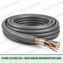 TMT Global 8 pair 16 core foil and braid shielded instrumentation cable, with twisted pairs visible