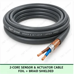 TMT Global 2 core foil and braid shielded sensor and actuator cable, with 2 visible conductors.