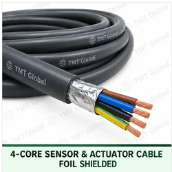 TMT Global 4 core foil shielded sensor and actuator cable, with 4 visible conductors.