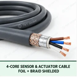 TMT Global 4 core foil and braid shielded sensor and actuator cable, with 4 visible conductors.