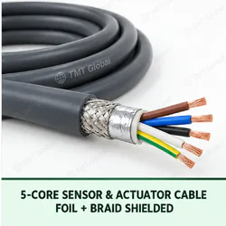 TMT Global 5 core foil and braid shielded sensor and actuator cable, with 5 visible conductors.