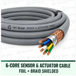 TMT Global 6 core foil and braid shielded sensor and actuator cable, with 6 visible conductors.