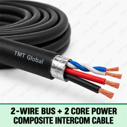 TMT Global 2-Wire Bus + 2 Core Power Composite Intercom Cable, with one twisted foil-shielded two-wire data pair plus two separate insulated power conductors and four copper tips.