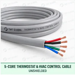 TMT Global 5 core unshielded thermostat and HVAC control cable, with 5 insulated copper conductors.