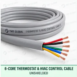 TMT Global 6 core unshielded thermostat and HVAC control cable, with 6 insulated copper conductors.