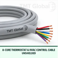 TMT Global 8 core unshielded thermostat and HVAC control cable, with 8 insulated copper conductors.