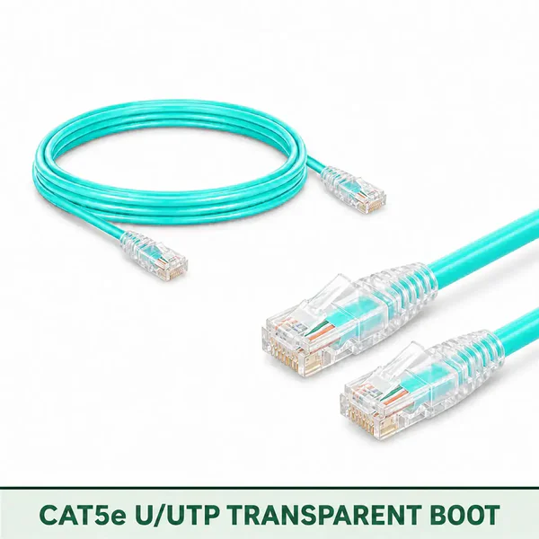 Cat5e U/UTP 5X4RMULXXX Series | 24 AWG Transparent Network Patch Cord aqua color
