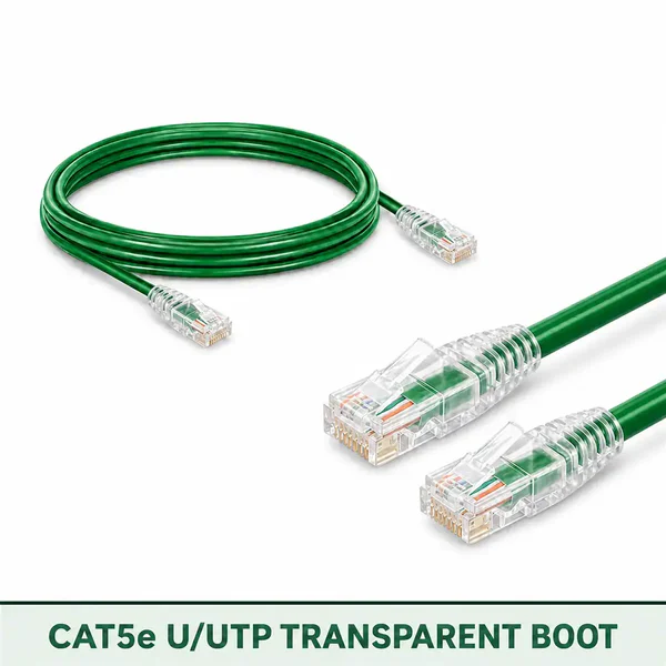 Cat5e U/UTP 5X4RMULXXX Series | 24 AWG Transparent Network Patch Cord green color