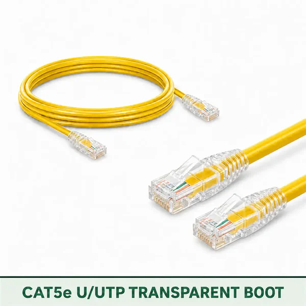 Cat5e U/UTP 5X4RMULXXX Series | 24 AWG Transparent Network Patch Cord yellow color