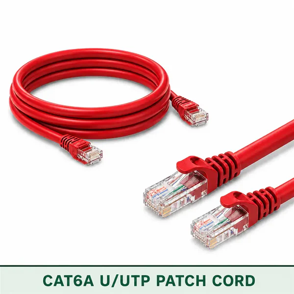 Cat6A U/UTP 6A3PMULXXX Series | 23 AWG Network Patch Cord red color